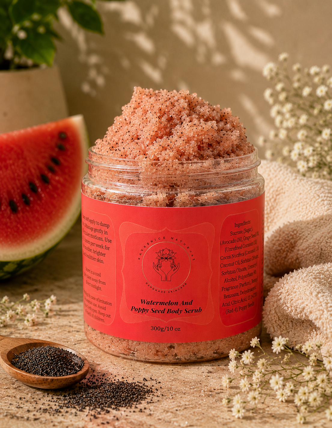 Watermelon And Poppy Seed Body Scrub
